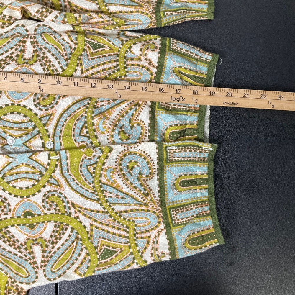 J.Crew Cardigan Women S Green Merino Wool Paisley Geometric Print Button Front - Picture 6 of 8